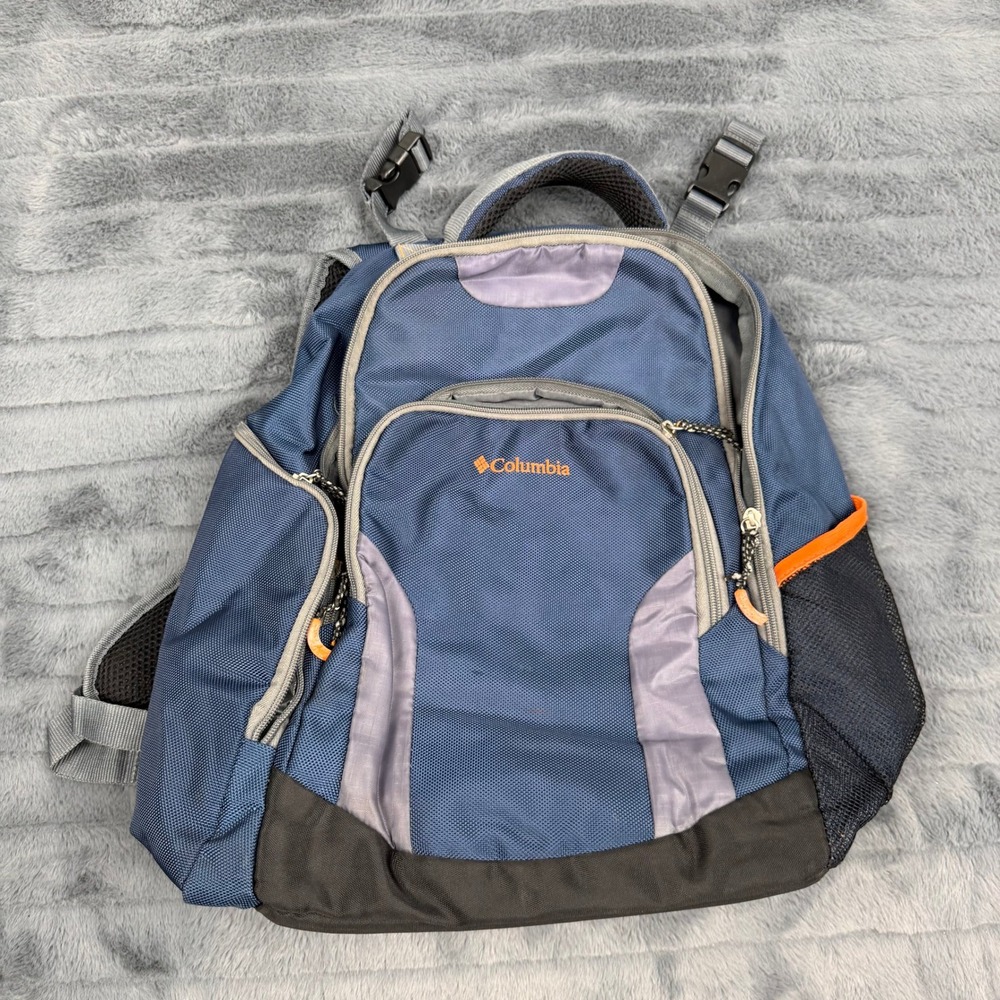 Columbia Backpack Navy Blue Grey Orange Tech School Hiking Bag 92-16283-03-75